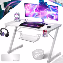 KESSER Tavolo gaming Ultimate, scrivania gaming con telaio a Z, con portabicchieri, gancio per cuffie, scrivania per computer ...