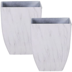 Beliani - Set di 2 Moderni Vasi di Fiori Quadrati Effetto Marmo Bianco Miro