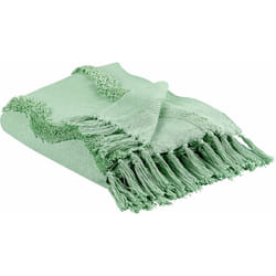 Beliani - Coperta in cotone verde con frange e motivo geometrico 125 x 150 cm Khari