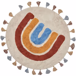 Tappeto per bambini in cotone con motivo geometrico e frange decorative. Rendi la cameretta ancora più accogliente con questo ...