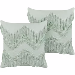 Coppia di cuscini quadrati con nappe decorative. Rinnova ogni stanza con classe con questo prezioso set di 2 cuscini. Realizz ...
