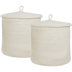 Beliani - Set di 2 cestini portaoggetti in cotone stile boho Silopi bianco sporco