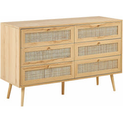 Cassettiera con 6 cassetti in rattan marrone chiaro stile boho Perote