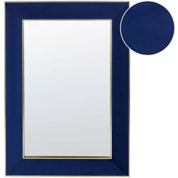 Beliani - Specchio da parete velluto blu marino e oro 50 x 70 cm glamour Lautrec