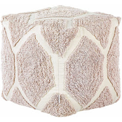 Pouf cotone beige e rosa motivo decorativo soggiorno camera da letto boho Rojhan