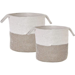 Beliani - Set di 2 cestini portaoggetti cotone intrecciato bianco e beige Pazha