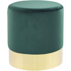 Beliani - Pouf in velluto verde scuro e oro ⌀ 39 cm sophia