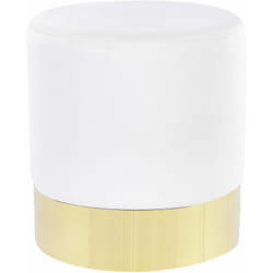 Pouf in velluto bianco e oro ⌀ 39 cm sophia