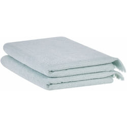 Set di 2 asciugamani bagno in spugna di cotone verde menta con nappe decorative Atiu