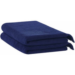 Set di 2 asciugamani bagno in spugna di cotone blu marino con nappe decorative Atiu