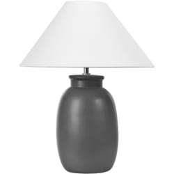 Beliani - Lampada da tavolo in ceramica nera con paralume bianco 53 cm Patillas