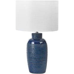 Beliani - Lampada da tavolo ceramica blu con paralume bianco 56 cm Perlis