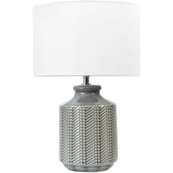 Beliani - Lampada da tavolo in ceramica grigia con paralume bianco 44 cm Esperance