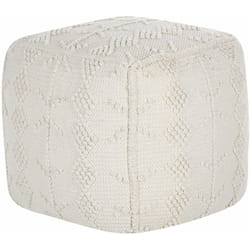 Pouf cotone bianco con motivo decorativo 40 x 40 cm stile boho Warangal
