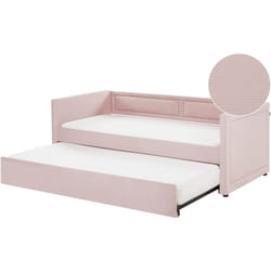 Letto da giorno con letto estraibile velluto a coste rosa salmone 90 x 200 cm Mimizan