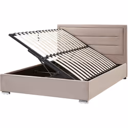 Letto matrimoniale con contenitore in tessuto. Porta l'eleganza in camera da letto con questo letto. Realizzato in soffice e ...
