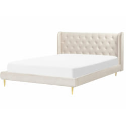 Letto matrimoniale velluto beige 160 x 200 cm Forbach