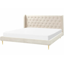 Letto matrimoniale in velluto beige 180 x 200 cm Forbach
