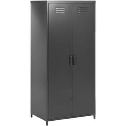 Armadio Metallo nero 2 Ante 3 Ripiani e Appendiabiti 76 x 50 x 171 cm Varna