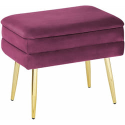 Beliani - Pouf contenitore imbottito velluto rosa fucsia e gambe dorate 49 cm Odessa