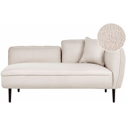 Beliani - Chaise longue destra in poliestere beige chiaro con cuscino e gambe metallo Chevannes