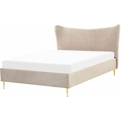Letto con rete a doghe velluto tortora e oro 140 x 200 cm chaleix