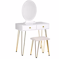 Toeletta in stile glamour con sgabello. Senti il massimo comfort mentre realizzi il tuo make-up quotidiano con questo elegant ...