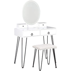 Beliani - Toeletta con 4 cassetti specchio led bianco e nero e sgabello Soye