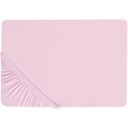 Beliani - Lenzuolo con angoli cotone rosa pastello 90 x 200 cm coprimaterasso elasticizzato Janbu