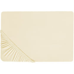 Beliani - Lenzuolo con angoli cotone beige 90 x 200 cm coprimaterasso elasticizzato Janbu