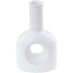 Beliani - Vaso decorativo da tavolo in porcellana bianca con foro forma rotonda 22 cm Thebe