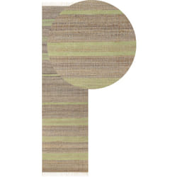Beliani - Tappeto in iuta beige e verde chiaro con motivo a righe e nappe 80 x 300 cm Talpur