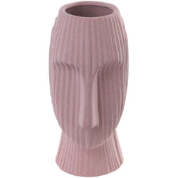 Beliani - Vaso in gres porcellanato rosa pesca 25 cm vaso minimalista a forma di viso Pallini
