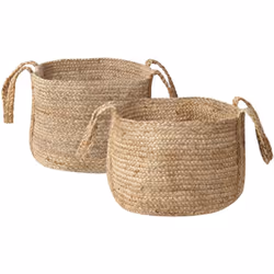 Coppia di cestini portaoggetti intrecciati. Fai ordine intorno a te in un lampo con questo set di 2 cestini. Realizzato in du ...