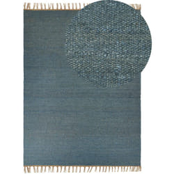 Beliani - Tappeto iuta blu tessuto a mano 160 x 230 cm con frange boho Lunia