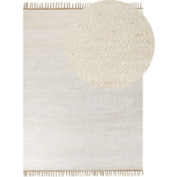 Beliani - Tappeto iuta beige chiaro tessuto a mano 160 x 230 cm boho frange Lunia
