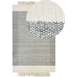 Beliani - Tappeto lana grigio e bianco sporco 160 x 230 cm fatto a mano geometrico Tatlisu