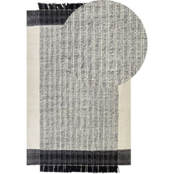 Beliani - Tappeto moderno in lana con frange decorative 140 x 200 cm in bianco e nero Ketenli