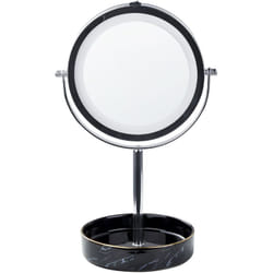 Beliani - Specchio trucco con luci led e telaio in ferro ø 20 cm argento e nero Savoie