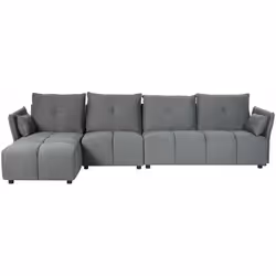 Divano modulare ad angolo con cuscini. Apri le porte all'eleganza con questo comodo divano angolare. Realizzato in soffice ma ...