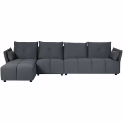 Divano modulare ad angolo con cuscini. Apri le porte all'eleganza con questo comodo divano angolare. Realizzato in soffice ma ...