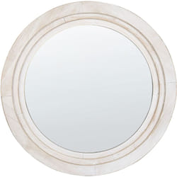Specchio decorativo parete moderno rotondo 60 cm realizzato mano bianco sporco