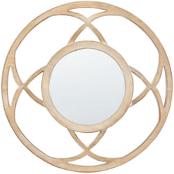 Specchio decorativo parete moderno rotondo 60 cm mano legno chiaro Iztapalapa