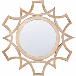 Specchio decorativo rotondo con forme geometriche. Decora l'interno di casa con questo specchio rotondo in color legno chiaro ...