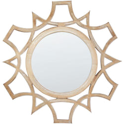 Beliani - Specchio decorativo parete moderno rotondo 60 cm mano legno chiaro Iztapalapa