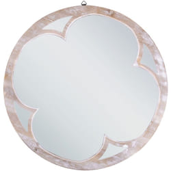 Beliani - Specchio parete rotondo decorativo appendere 60 Bianco legno chiaro Monclova
