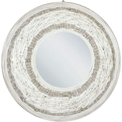 Specchio da parete rotondo bambù decorativo da appendere ø 61 naturale Soledad
