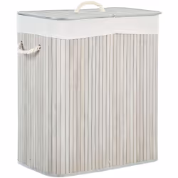 Cesta per biancheria con due scomparti. Utilizza questa comodissima cesta per la biancheria. Realizzata in legno di bambù, pr ...