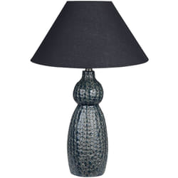 Lampada da tavolo in ceramica Luce d'ambiente Paralume nero Blu scuro e nero Matina