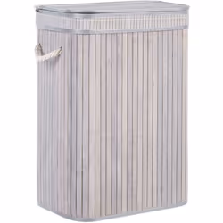 Cesta per biancheria o portaoggetti. Utilizza questa cesta per il bucato utile e compatta. Realizzata in legno di bambù, pres ...